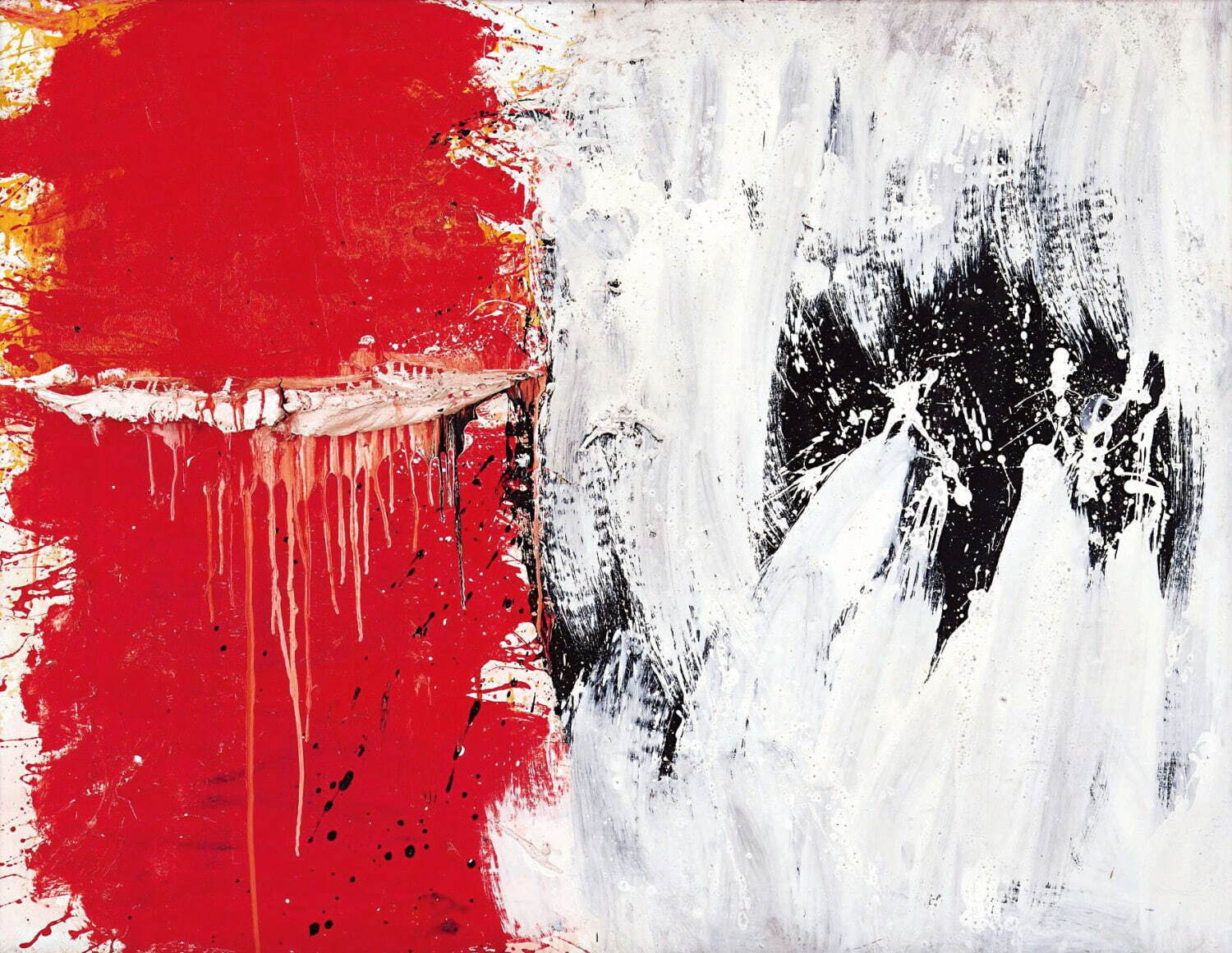 村上三郎《作品》1963年 合成樹脂塗料、石膏、接着剤、綿布、板 兵庫県立美術館蔵