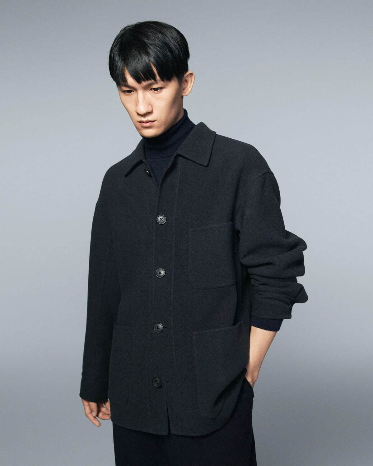 UNIQLO JIL SANDER/ウールブレンドオーバーサイズシャツジャケット