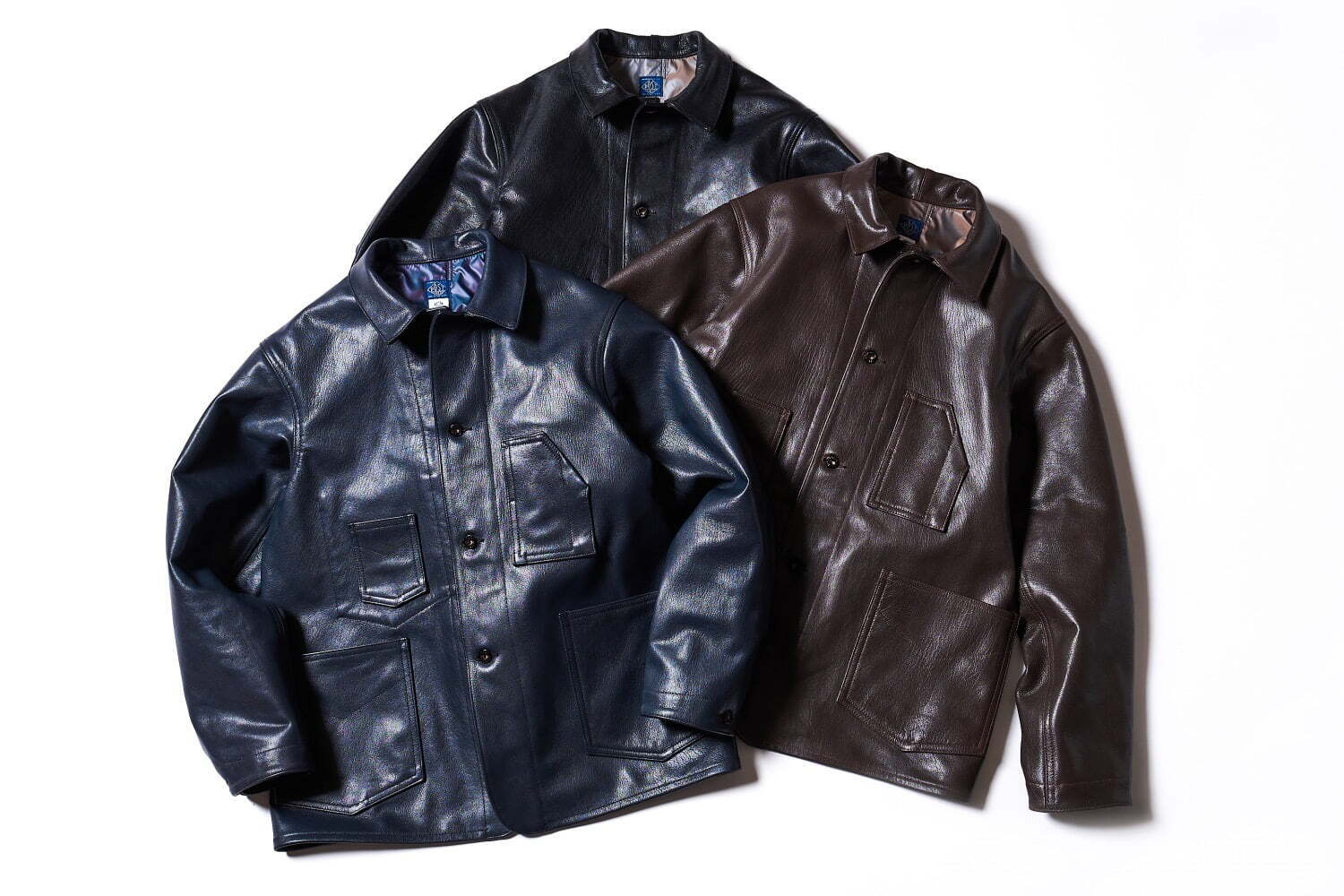 ポストオーバーオールズの“オーバーサイズ”カバーオール、高級感あるゴートスキンを使用した特別モデル