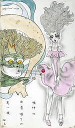 宇野亞喜良の展示販売会が銀座三越で、“少女や猫”の新作原画約40点＆バカラ限定タンブラーも｜写真3