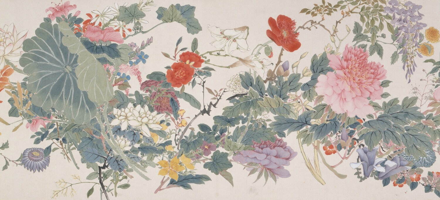 余崧《百花図巻》清時代・1795年(乾隆60)　静嘉堂文庫美術館蔵
［後期(11月10日(木)〜12月18日(日))展示］