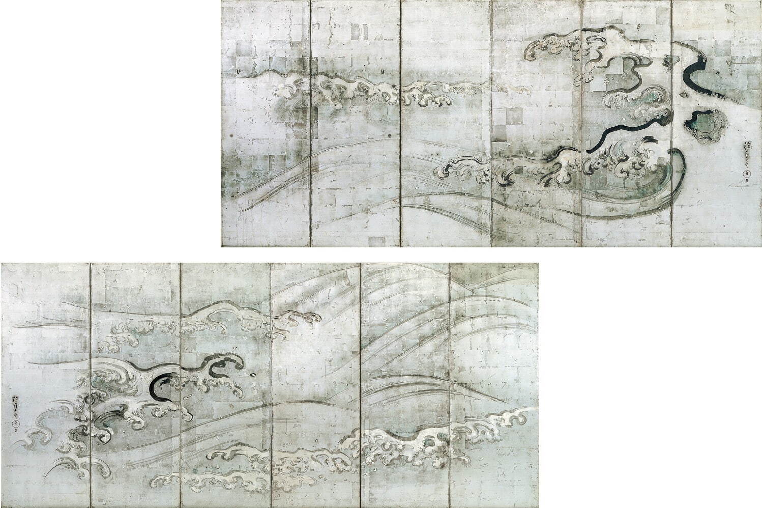 酒井抱一《波図屏風》江戸時代・1815年(文化12)頃　静嘉堂文庫美術館蔵
［後期(11月10日(木)〜12月18日(日))展示］