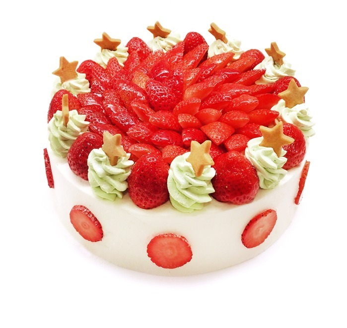 カフェコムサのクリスマス、ツリーを飾った苺ショートケーキ＆たっぷりフルーツのカラフルケーキ｜写真1