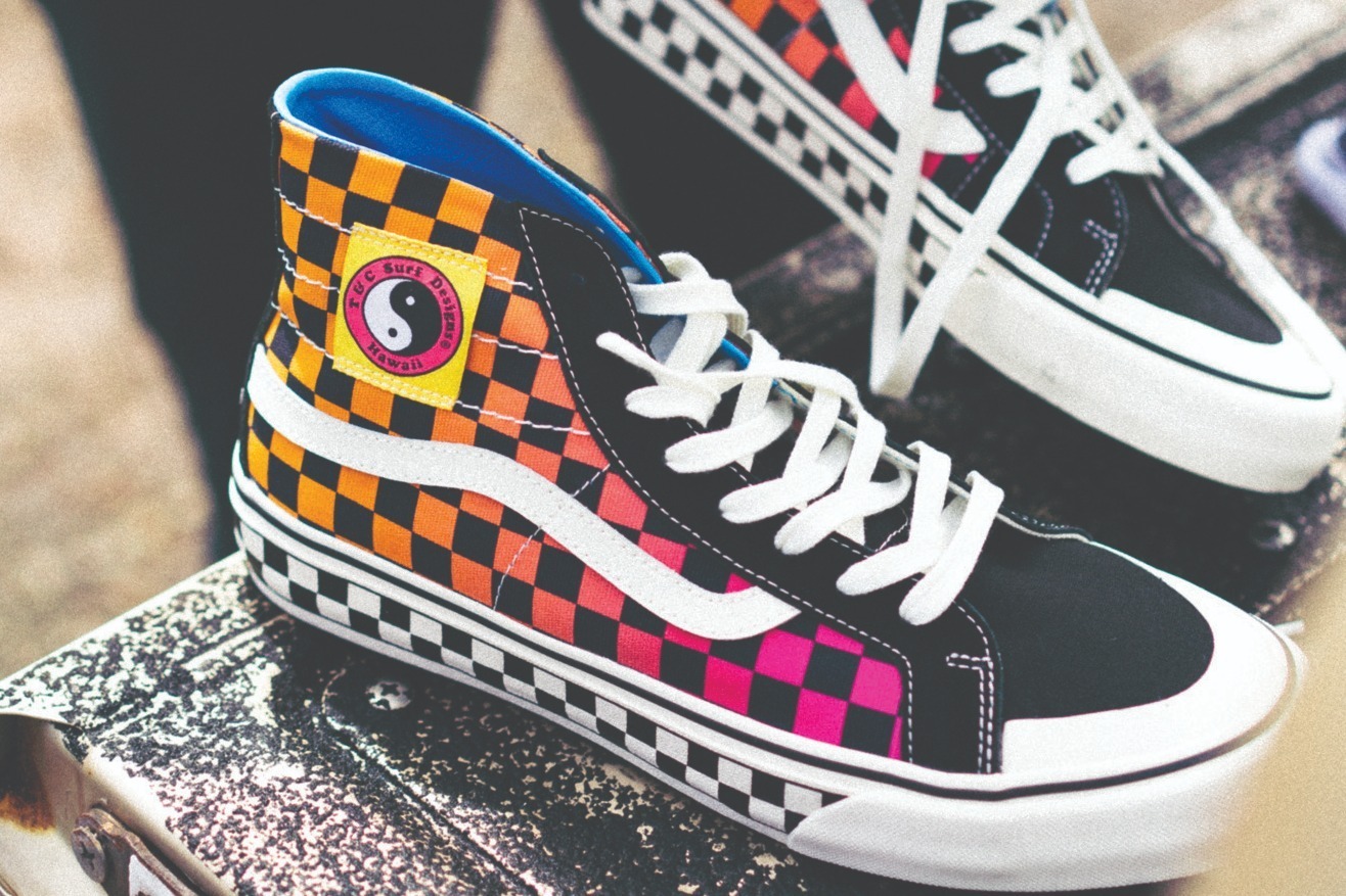checkerboard flames vans