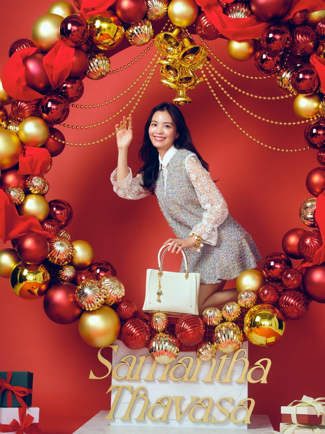 サマンサタバサのクリスマス2021、シャンパンカラーの財布付きバッグや“ラメが煌めく”2WAYバッグ｜写真19