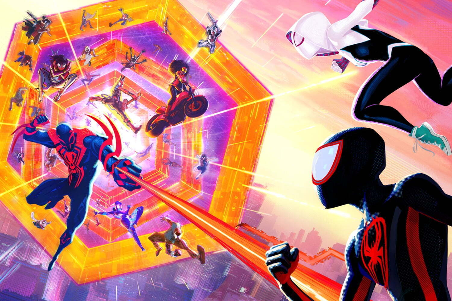 スパイダーマン｜アニメ映画『スパイダーマン：アクロス・ザ・スパイダーバース』膨大な数のスパイダーマンが大集結