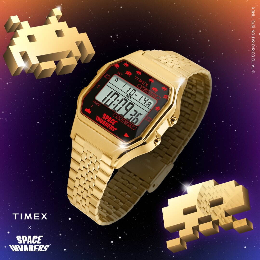 タイメックス×スペースインベーダーコラボ腕時計、ゲームキャラや 