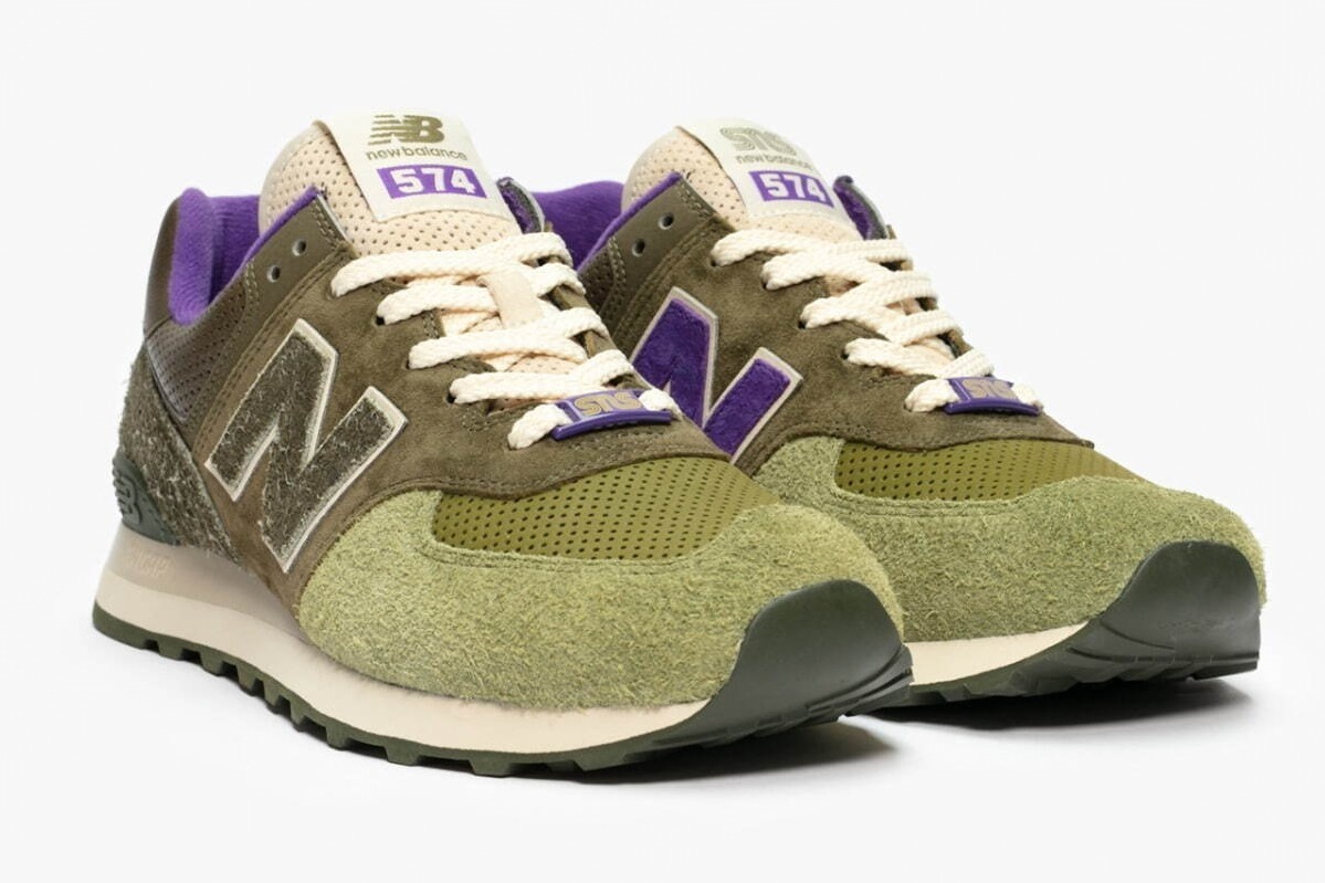 ニューバランス×SNSのスニーカー「574」“自然”から着想したグリーンとバイオレットカラーで