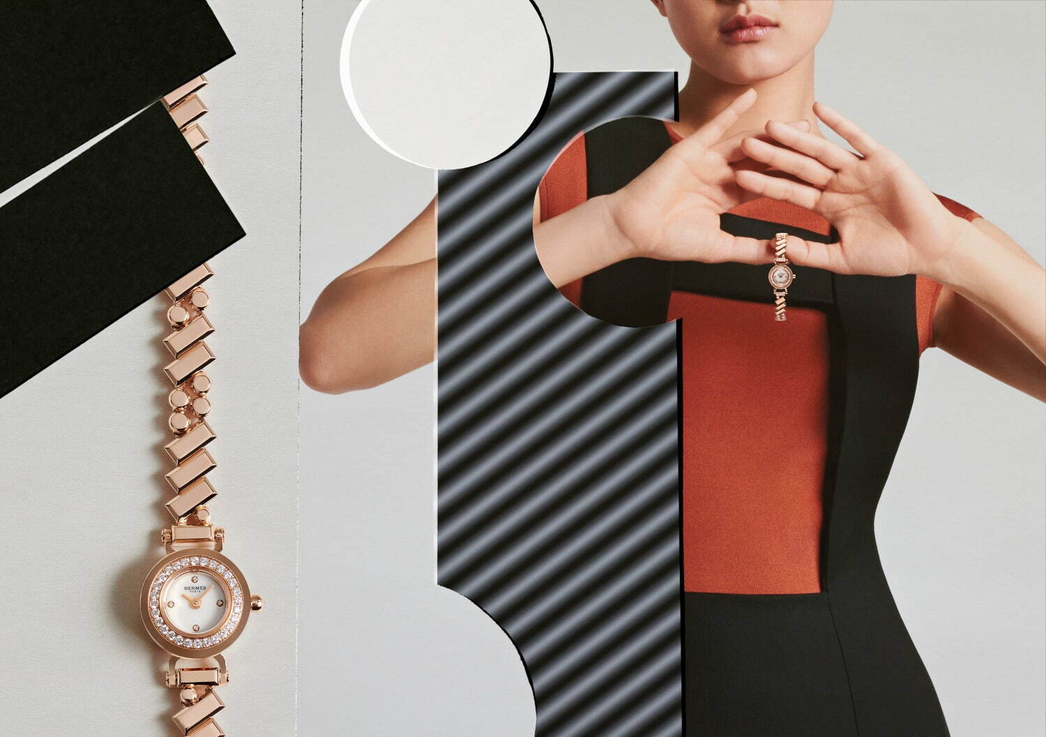 エルメスの新作レディース腕時計《フォーブル・ポルカ》華奢なブレスレットにダイヤモンドの輝きを｜写真1