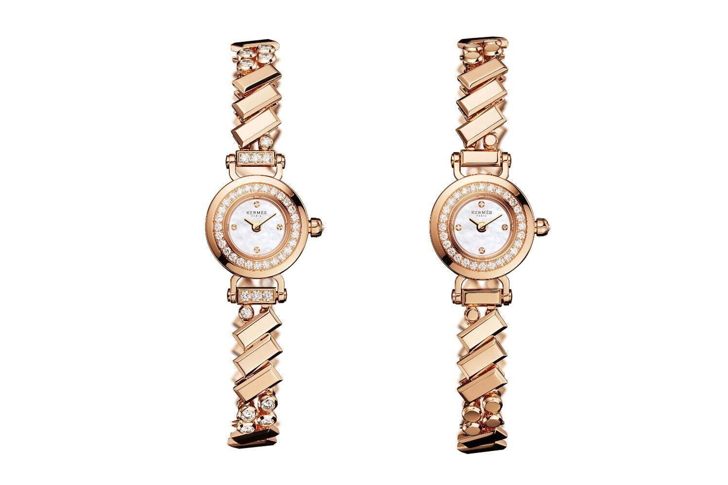 エルメスの新作レディース腕時計《フォーブル・ポルカ》華奢なブレスレットにダイヤモンドの輝きを｜写真4