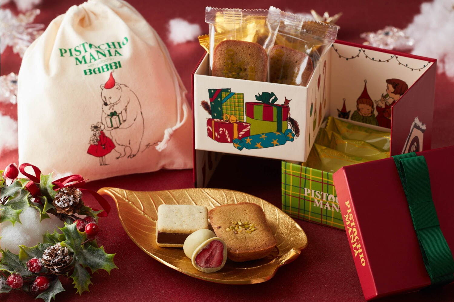 ピスタチオスイーツ専門店「ピスタチオマニア」のクリスマスギフト、3種のメニューを食べ比べ