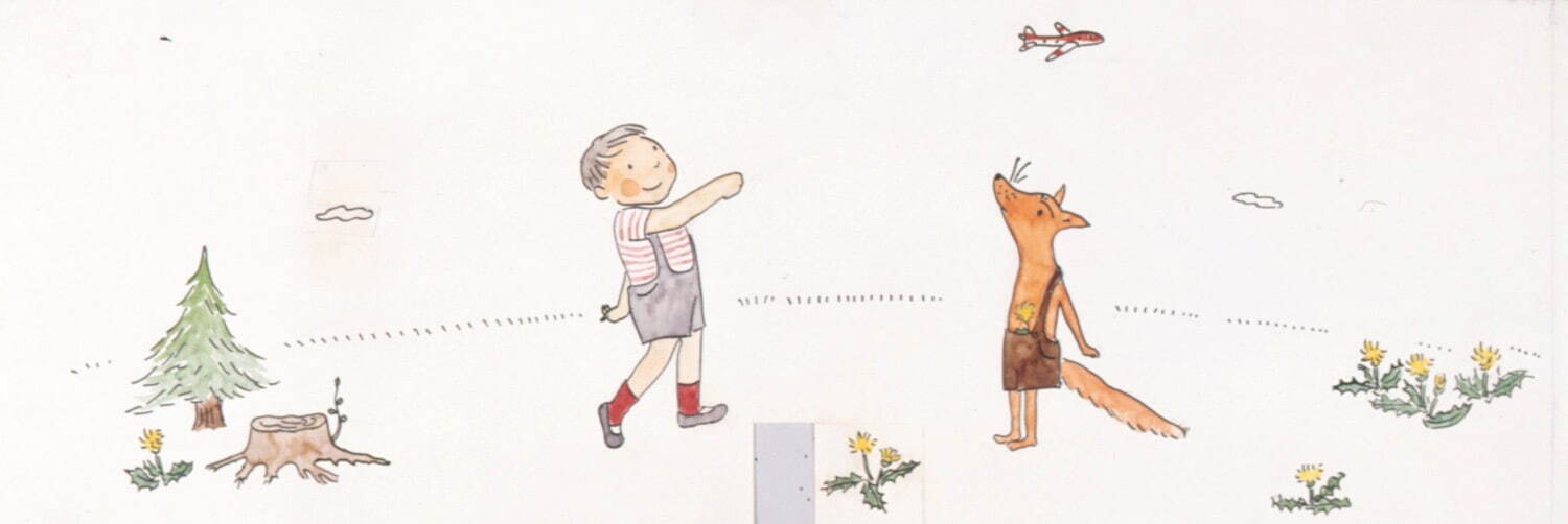 山脇百合子『そらいろのたね』2-3頁原画 宮城県美術館所蔵