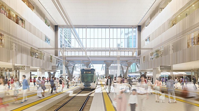 「広島新駅ビル」路面電車が2階広場に乗り入れ、商業施設やシネコンが出店- 2025年竣工へ｜写真2