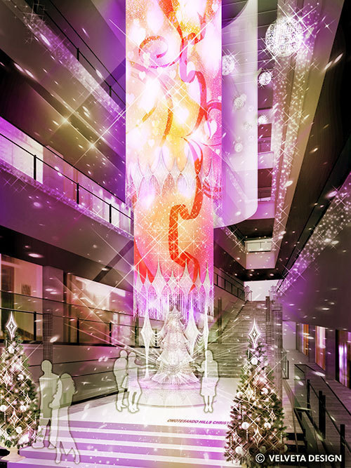 表参道ヒルズ、2013年 クリスマスイルミネーション「輝く映像アートツリー」点灯 | 写真