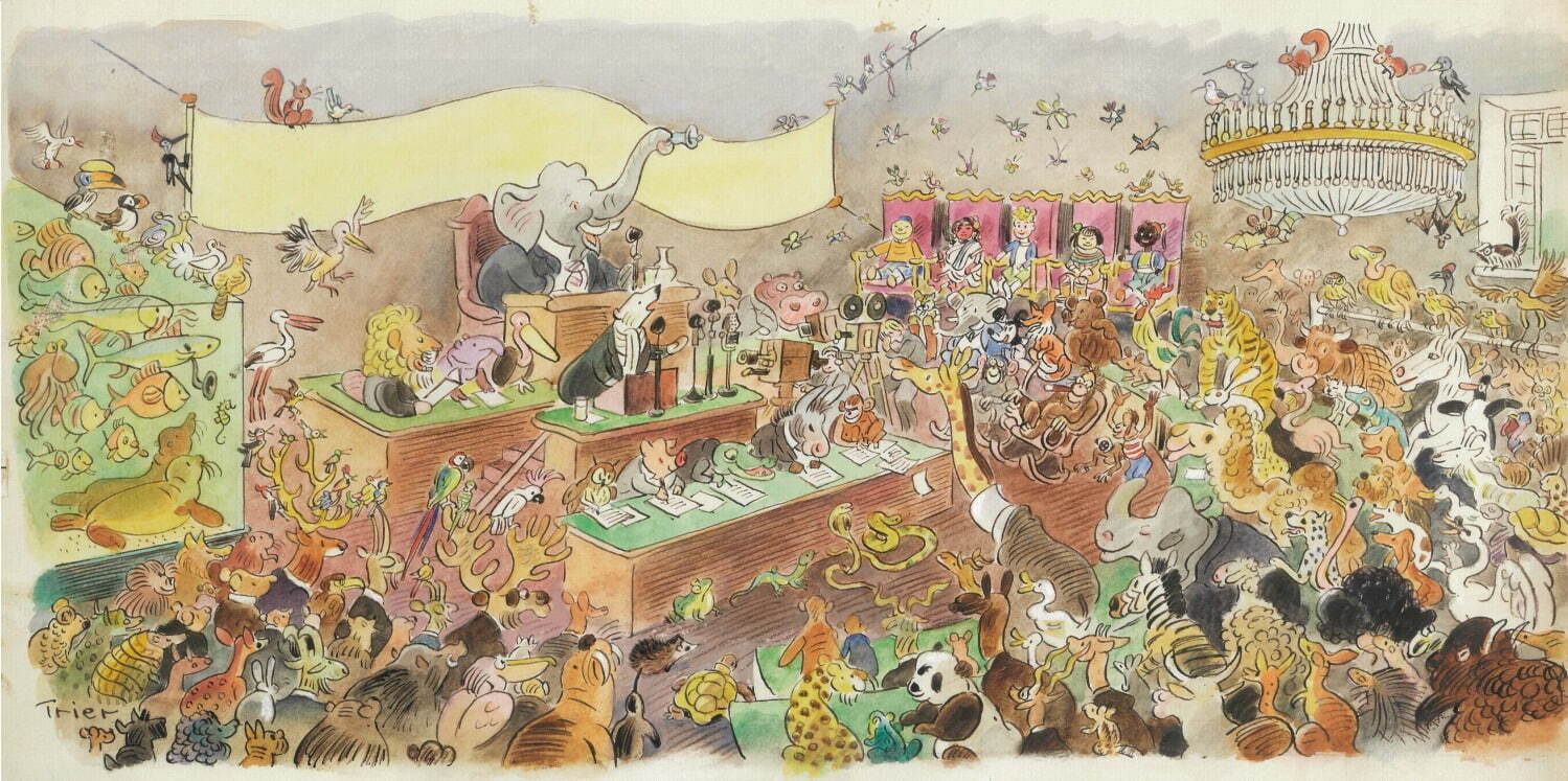 『動物会議』原画／ヴァルター・トリアー／1947-49年／オンタリオ美術館蔵