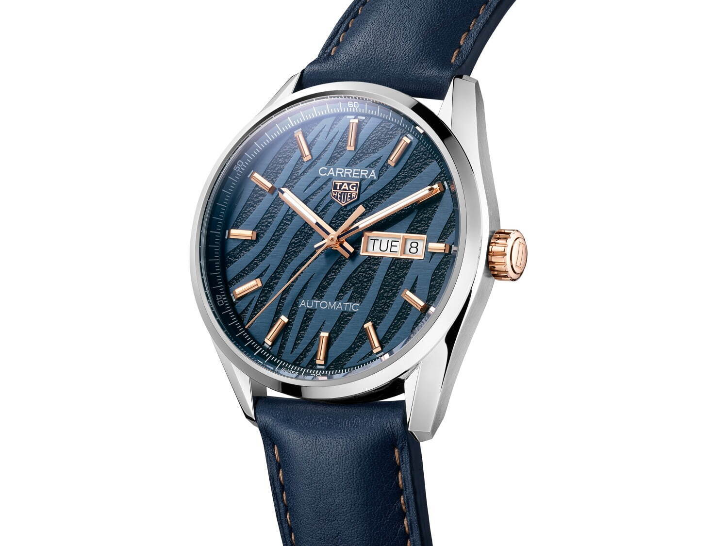 タグ・ホイヤー「カレラ」限定腕時計、ブルーの“タイガーストライプ”で 