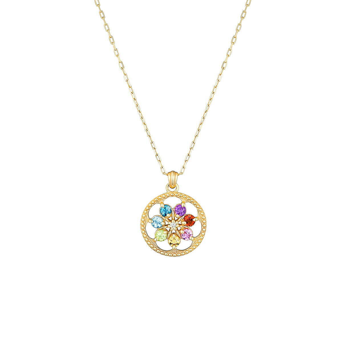 K10YG Necklace /Diamond/Citrine/Amethyst/Tourmaline/Peridot/Topaz/Garnet 37,400円