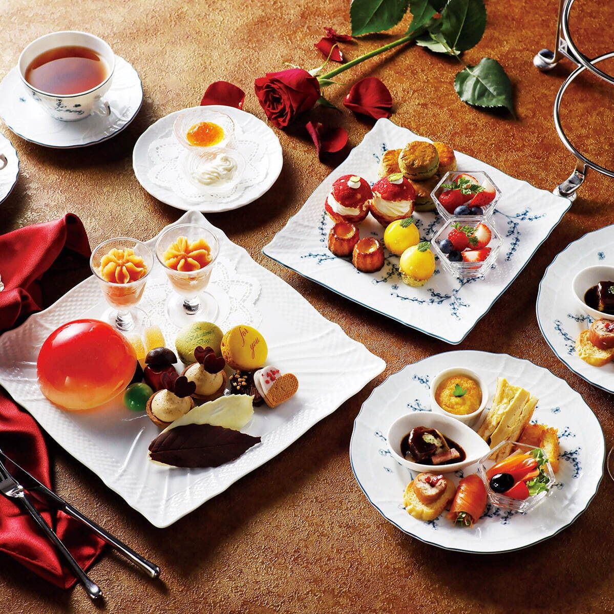 京都ホテルオークラ×ジノリ1735、高級食器と楽しむバレンタイン限定アフタヌーンティー｜写真1