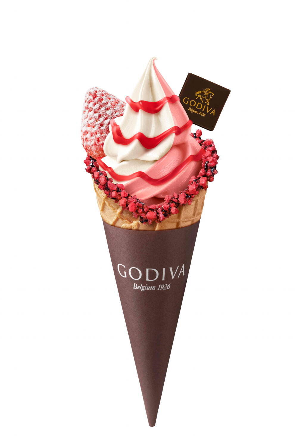 ゴディバ ソフトクリーム ストロベリーミックス北海道ミルク＆あまおう苺 650円
