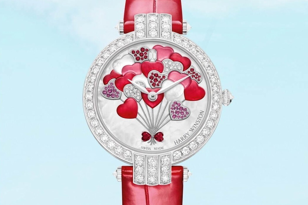 ハリー・ウィンストンのバレンタイン限定腕時計、ルビーやダイヤモンドのハート型バルーンブーケを文字盤に
