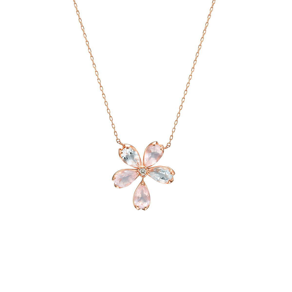 K10PG Necklace /Rose Quartz/Diamond/Topaz 44,000円