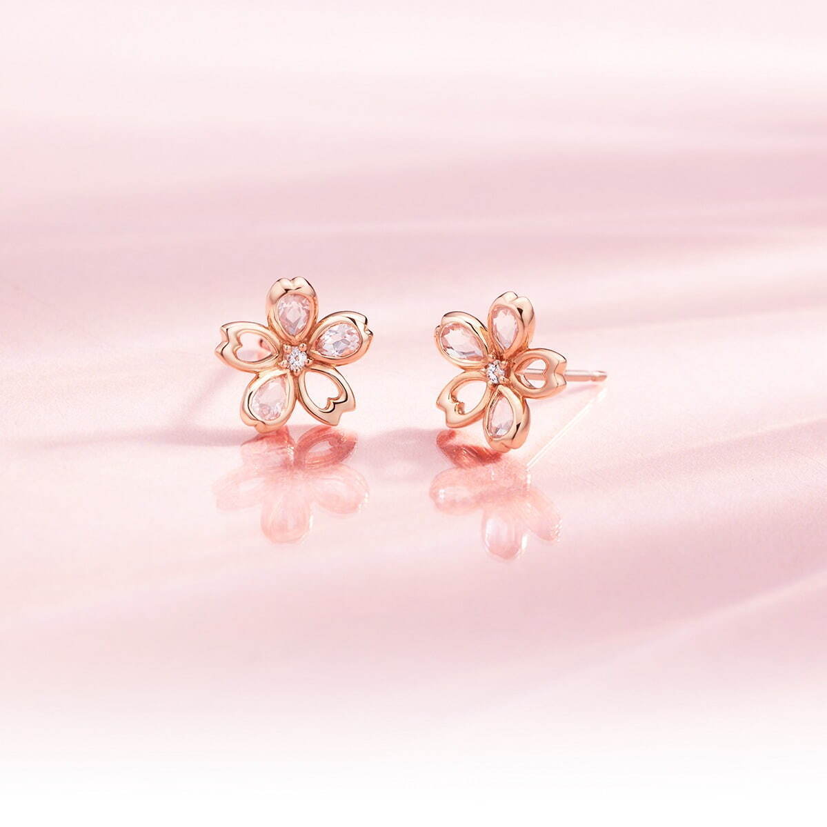 K18PG Pierced Earrings/Rose Quartz/Topaz 44,000円