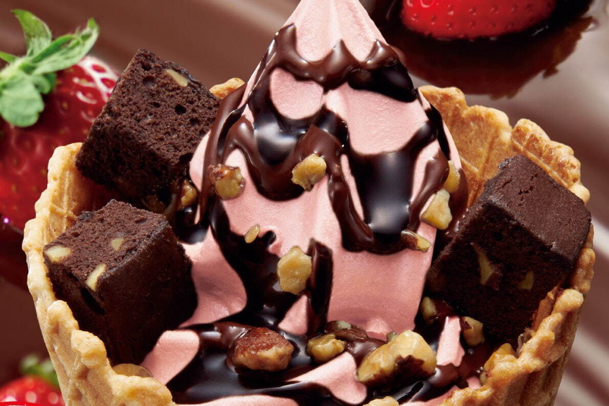 ミニストップ｜ミニストップ「ショコラいちごソフト」練乳あまおういちごソフト×ダブルチョコソースの限定ソフトクリーム