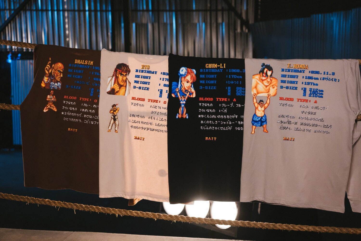 STREET FIGHTER RYU / CHUN LI TEE 各6,380円
STREET FIGHTER DHALSIM / E HONDA TEE  6,380円