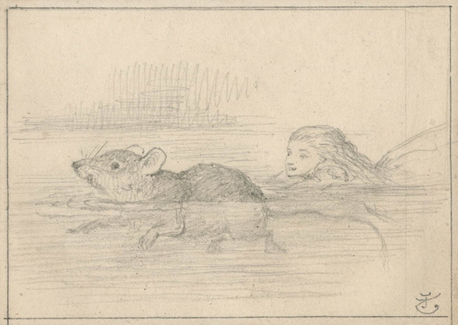 涙が池の習作　『不思議の国のアリス』より　ジョン・テニエル画　1864～1865年　フィラデルフィア、ローゼンバック博物館所蔵
© The Rosenbach,　Philadelphia