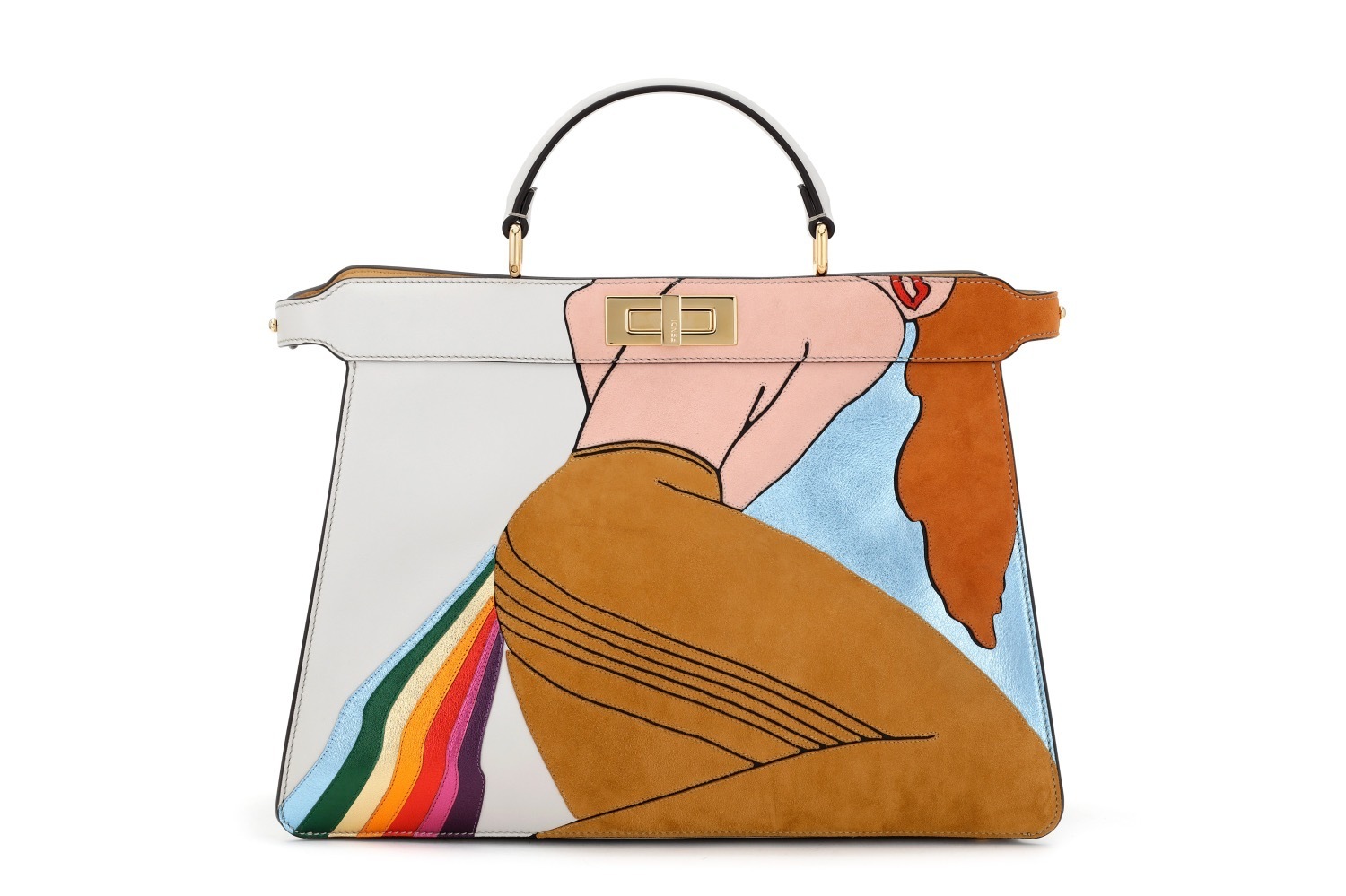 フェンディ 女性と虹 のイラストを表現した ピーカブー バッグ 伊勢丹新宿店限定で ファッションプレス