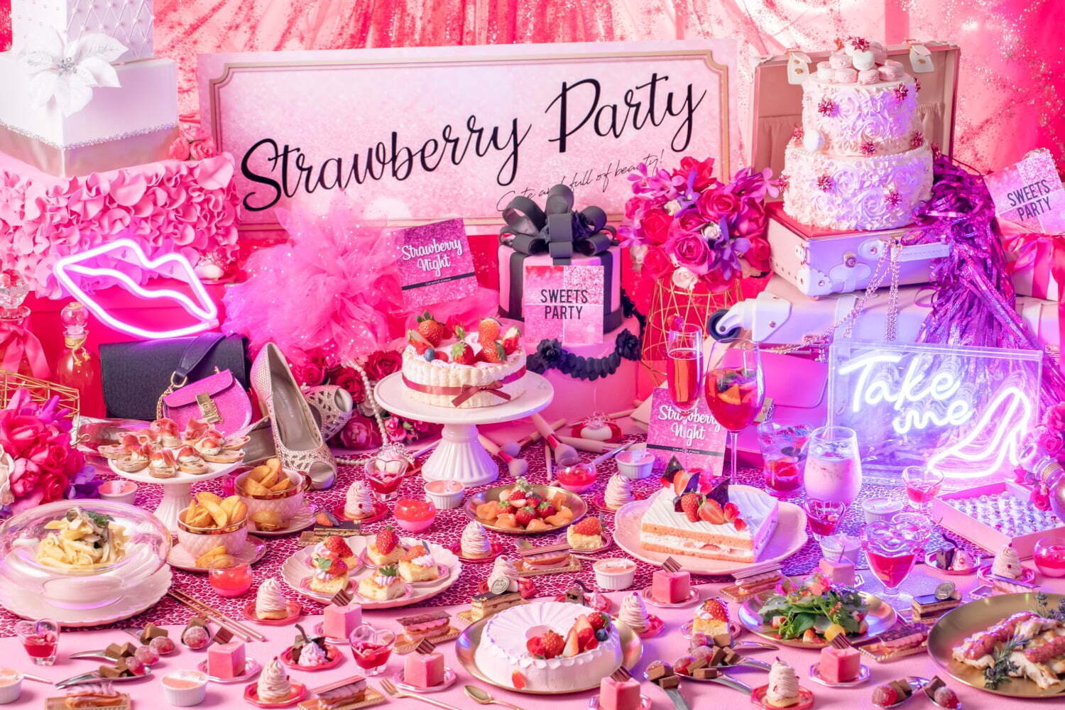 夜の苺スイーツビュッフェ「魅惑のストロベリーナイト」名古屋で、フレッシュ苺の“いちご狩り”体験も