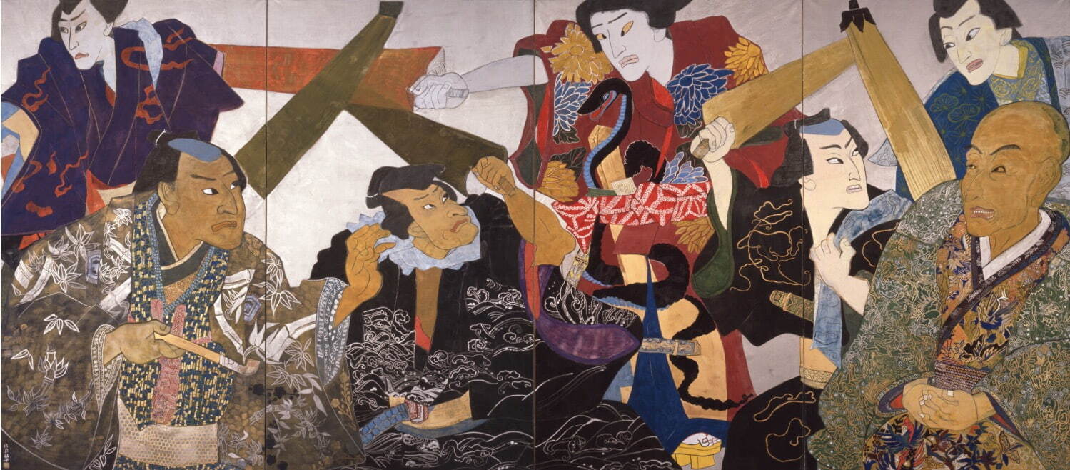 片岡球子《面構 狂言作者河竹黙阿弥・浮世絵師三代豊国》1983年(昭和58年) 神奈川県立近代美術館蔵