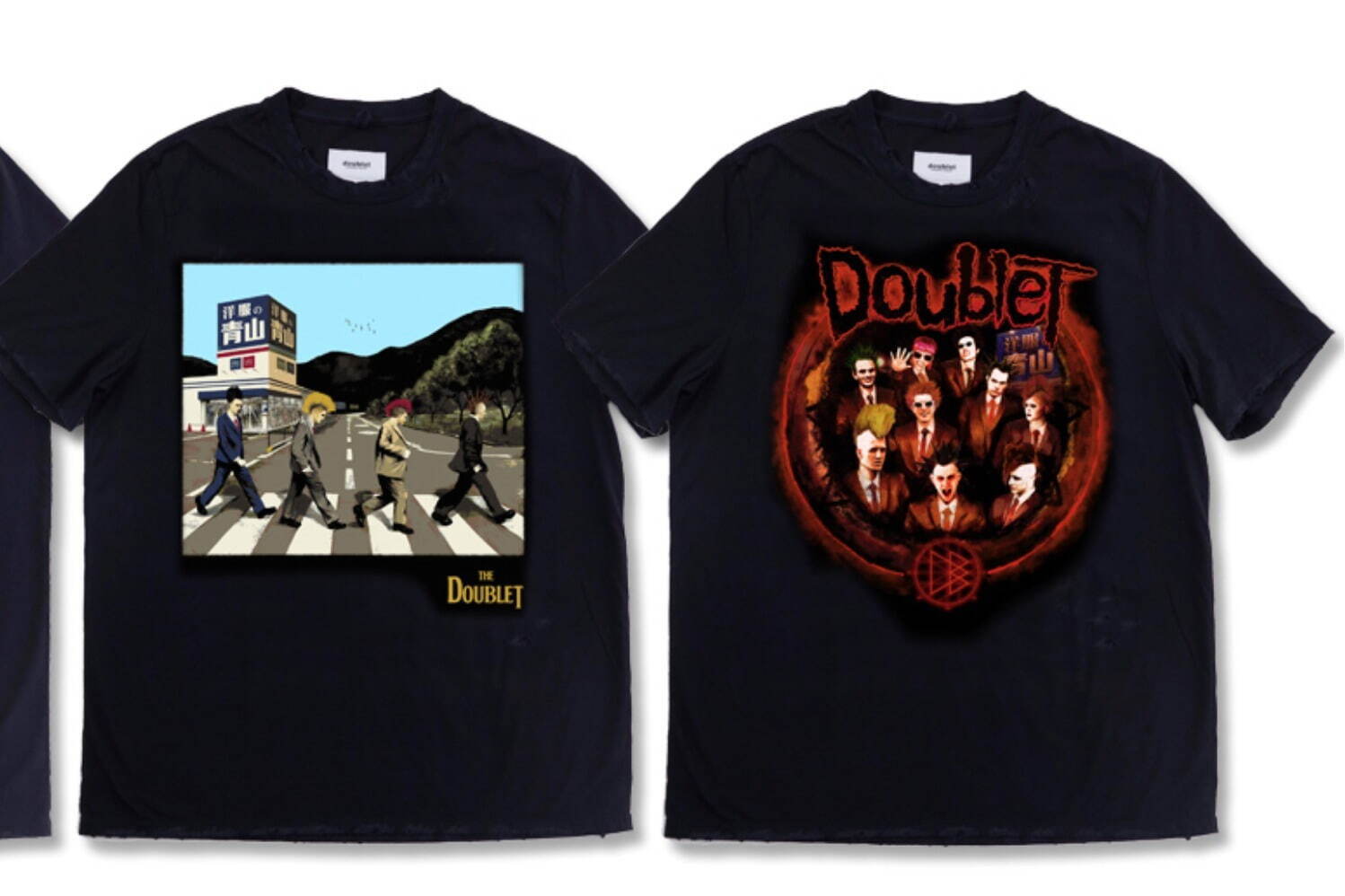 59センチ肩幅doublet ダブレット 22SS AOYAMA ROCK T-SHIRT アオヤマロック フロントプリントダメージTシャツ ブラック