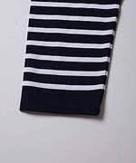 ブラームス ルーツストックのアダム エ ロぺ別注メンズボーダーシャツ、カスレ感のあるネイビー｜写真5