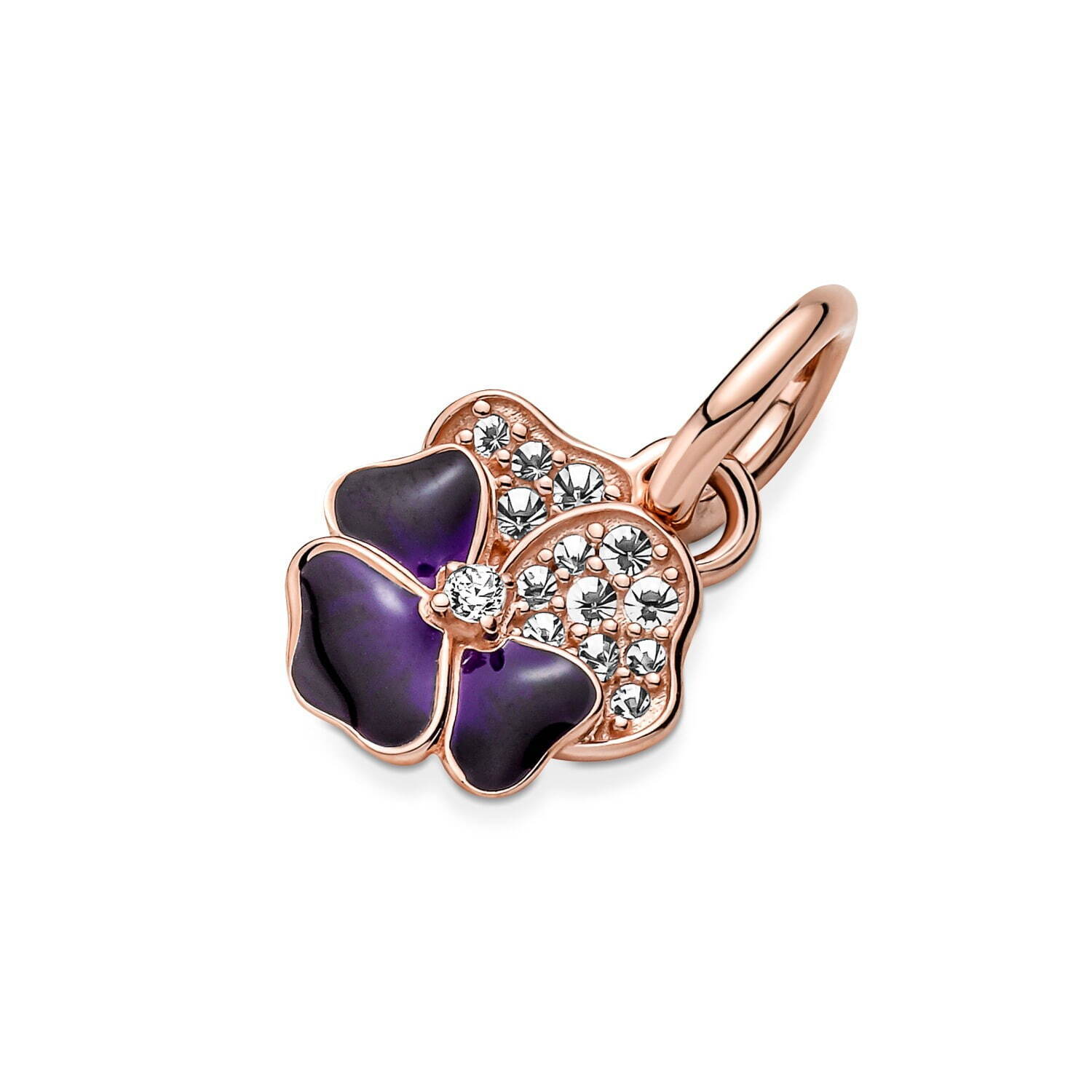 ヴィンテージ エナメルフラワーピアス パンジーのエナメルピアス
