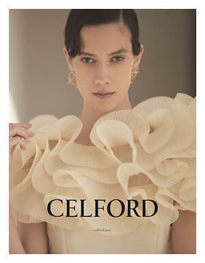 CELFORD × HANAE MORI 蝶ネクタイ付きプリーツワンピース ハナエモリ×セルフォード初コラボ