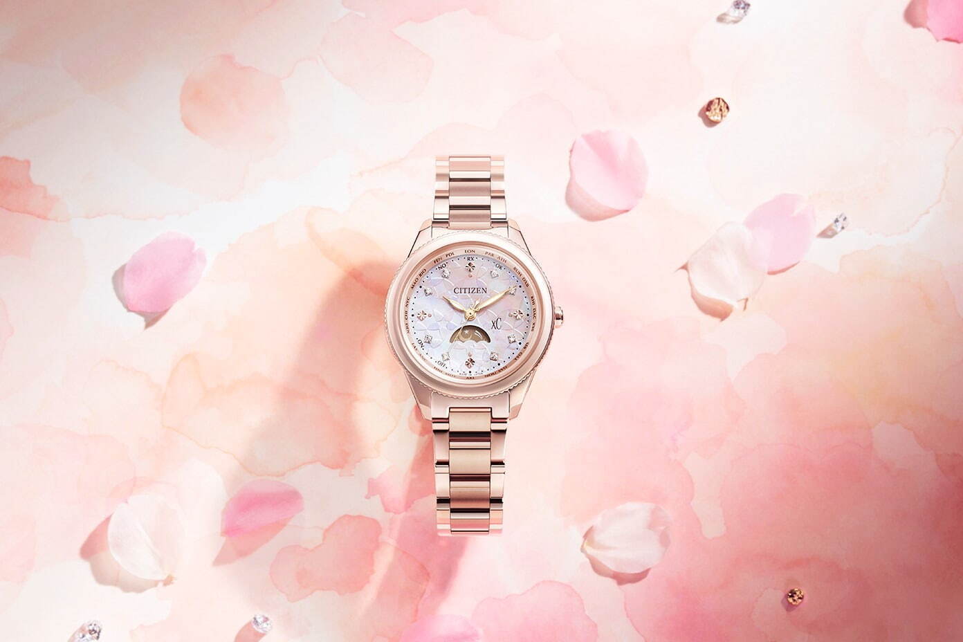 シチズン クロスシー“桜モチーフ”のレディース腕時計