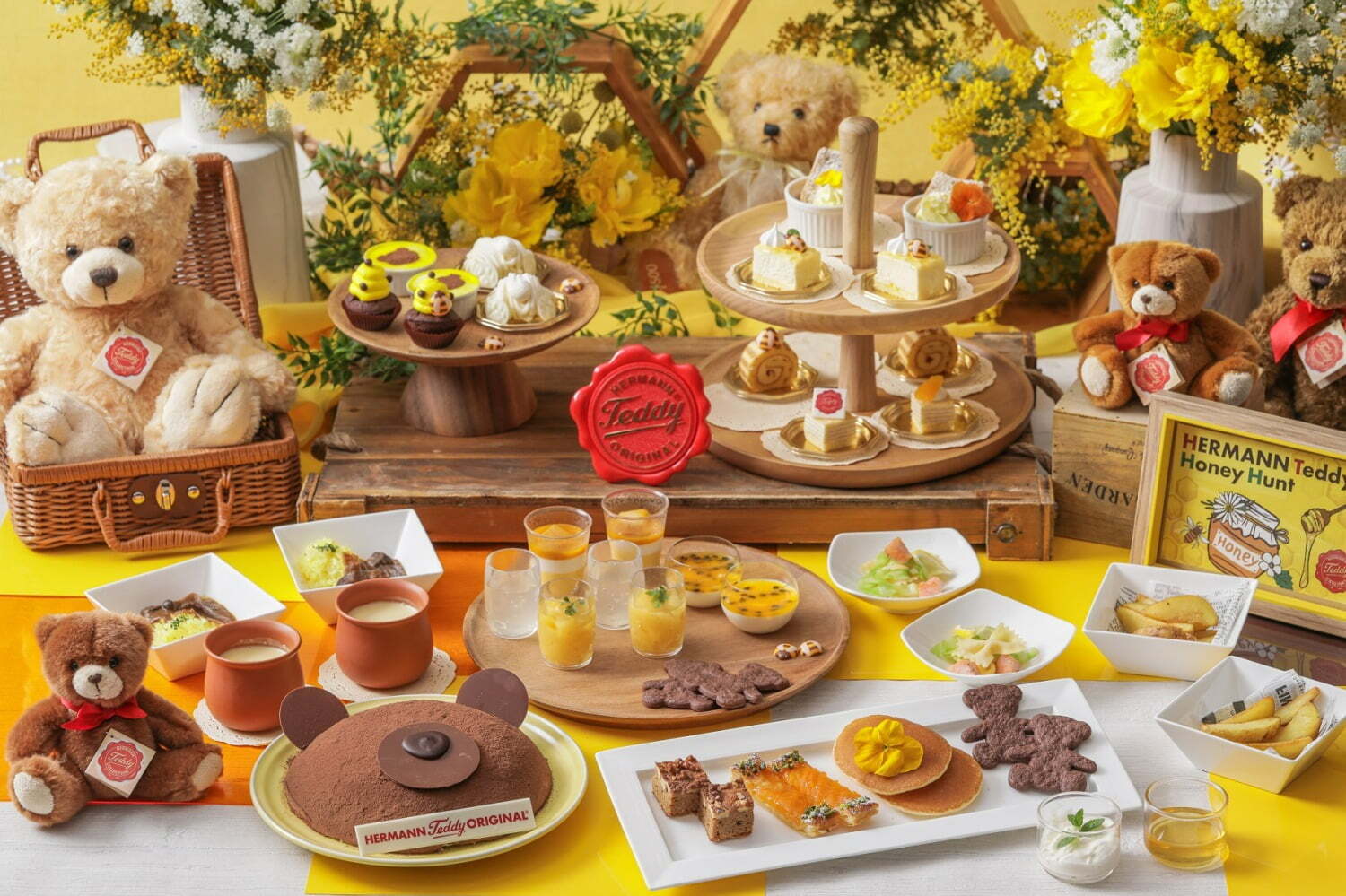 蜂モチーフ｜テディベア「ハーマンテディ」のハニースイーツビュッフェ、ストリングスホテル 八事 NAGOYAで