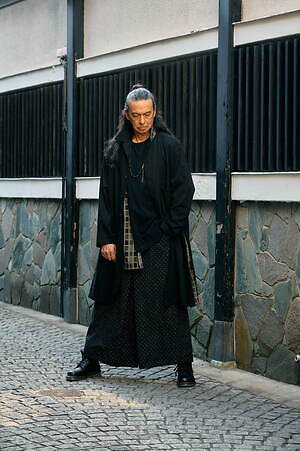 Yohji Yamamoto ヨウジヤマモト UM-J21-100 SYTE KUON Wool Tropical Saccora Sakiori China Jacket サイト クオン 襤褸 ボロ切替 チャイナ ジャケット ブラック系 3