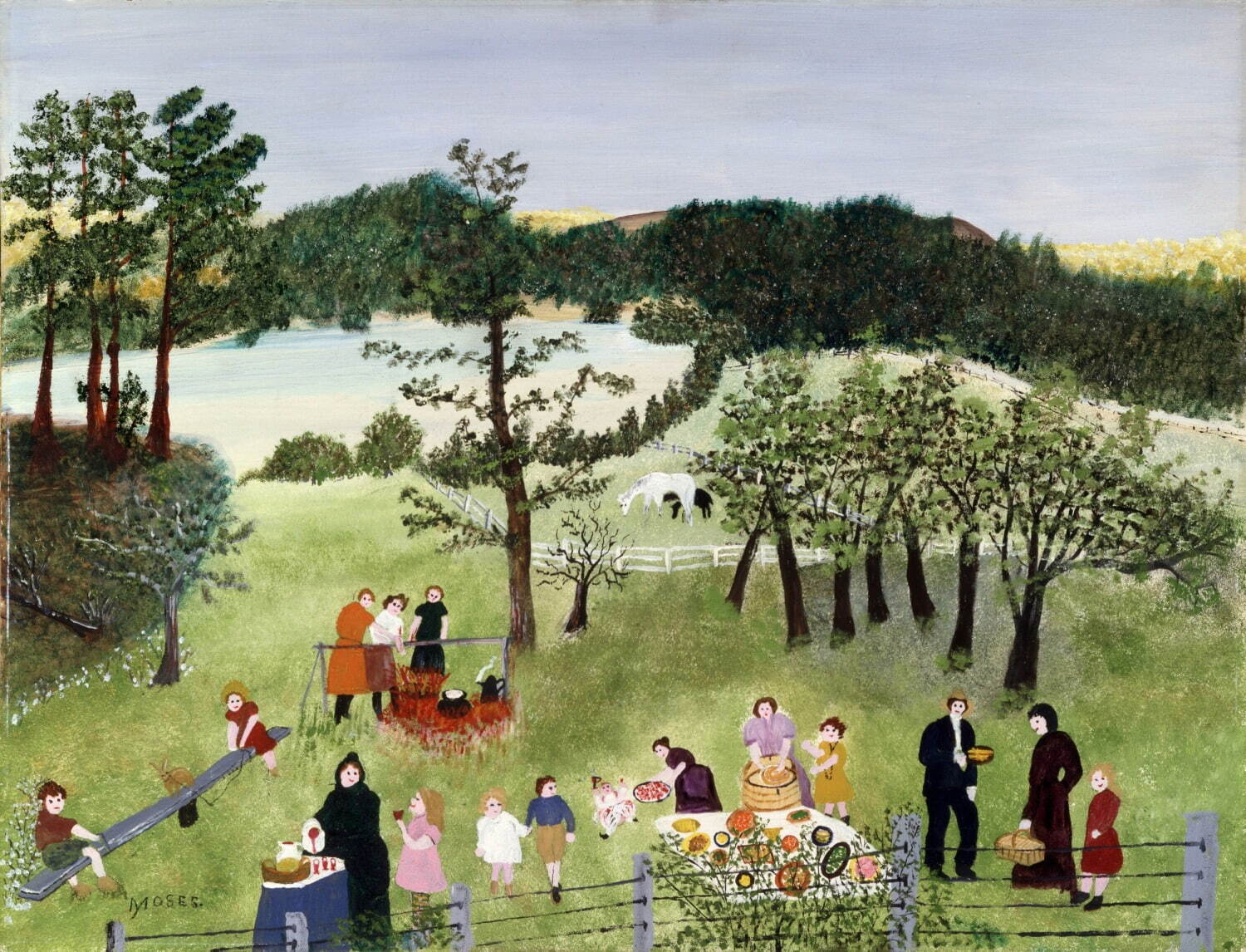 アンナ・メアリー・ロバートソン・“グランマ”・モーゼス《家族のピクニック》 1951年 個人蔵
(ギャラリー・セント・エティエンヌ、ニューヨーク寄託)