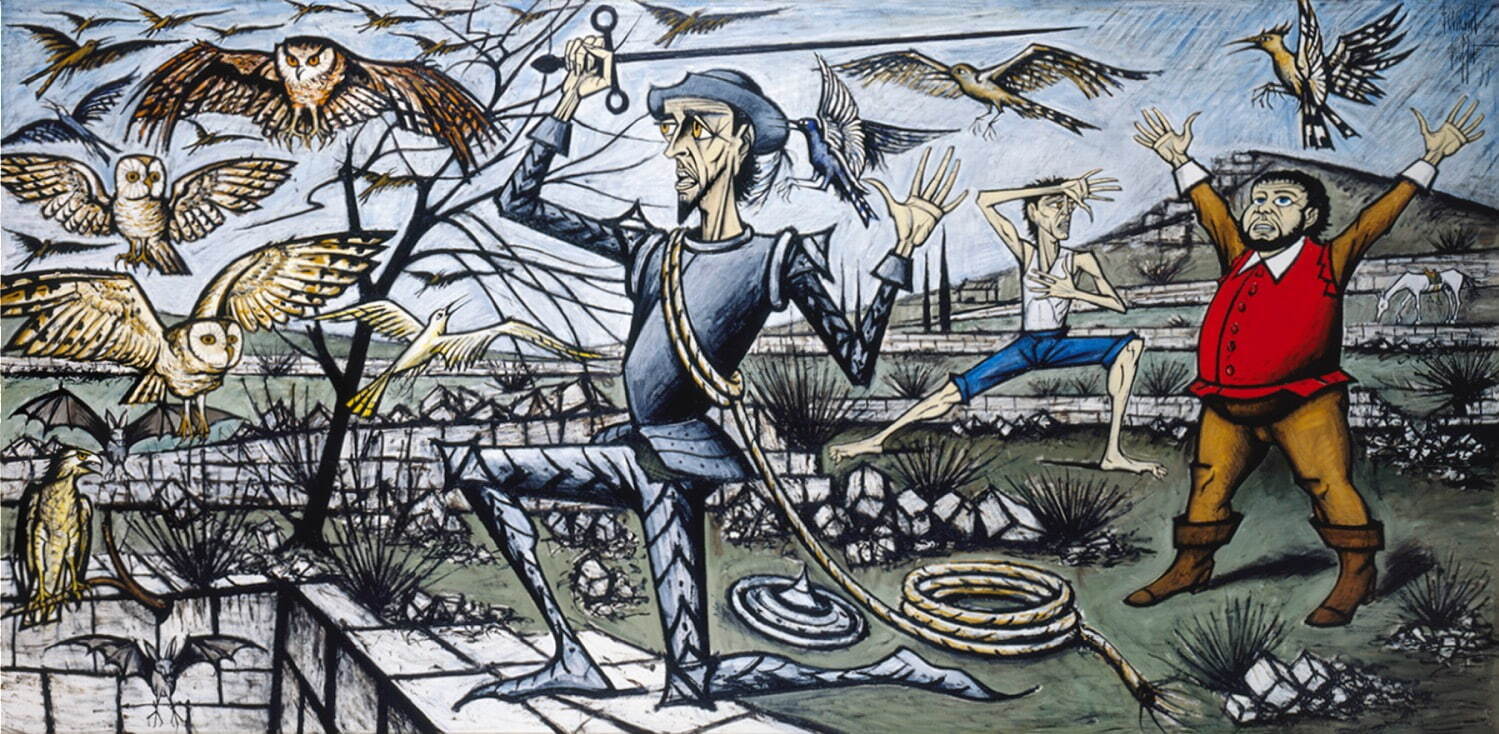 ベルナール・ビュフェ《ドン・キホーテ：鳥と洞穴》1988年 油彩