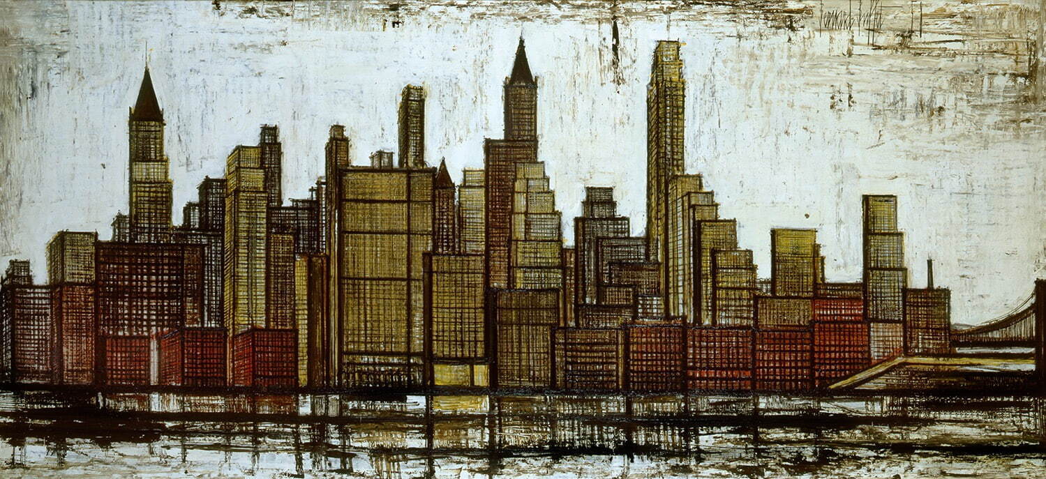 ベルナール・ビュフェ《ニューヨーク：マンハッタン》1958年 油彩