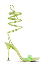 ジャンヴィト ロッシ2022年春夏シューズ、メタリックカラーレースアップ＆編み込み模様ヒール｜写真2