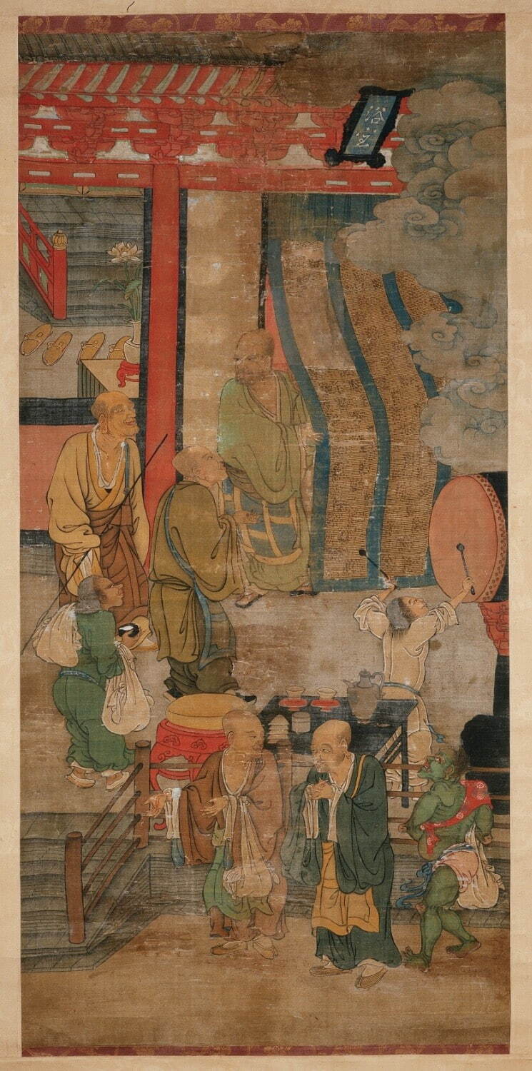 重要文化財 五百羅漢図のうち4幅 林庭珪・周季常筆 中国 南宋・1178～88年(淳熙5～15) 京都・大徳寺 画像提供：奈良国立博物館［第48幅浴室：5月10日～5月22日］