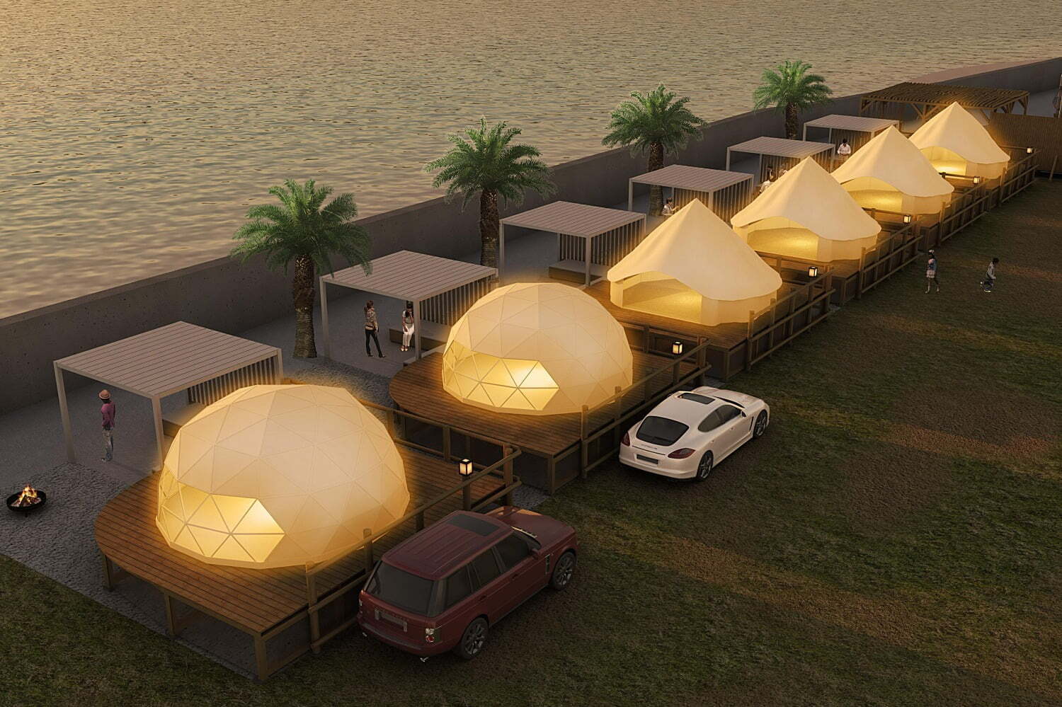 BBQ施設｜グランピングスタイルの新BBQ施設「リンクデルマー」愛知・常滑のりんくうビーチで“異国リゾート体験”