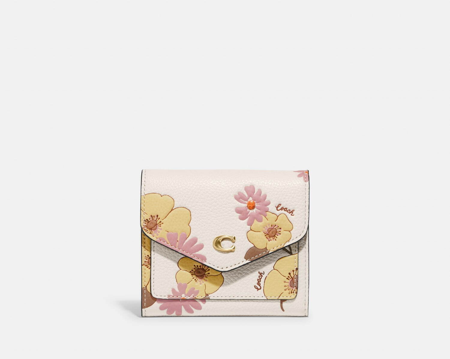 〈コーチ〉“封筒”フォルムのレトロ花柄二つ折りミニ財布