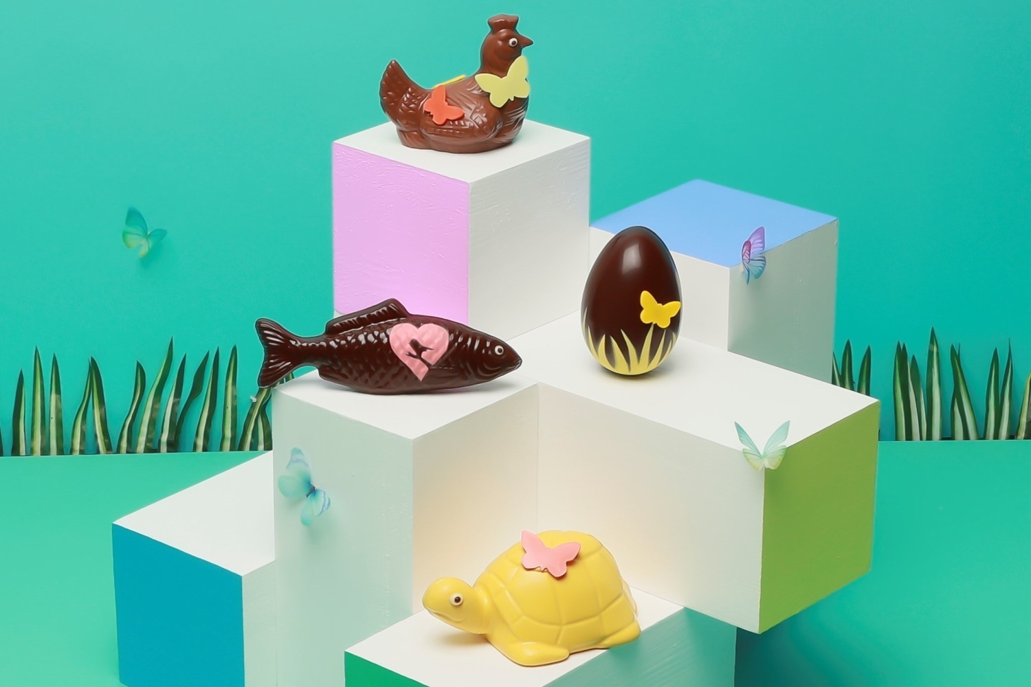 ジャン＝ポール・エヴァンのイースター - シャンソン着想のニワトリ型ショコラ、いわし型ショコラ