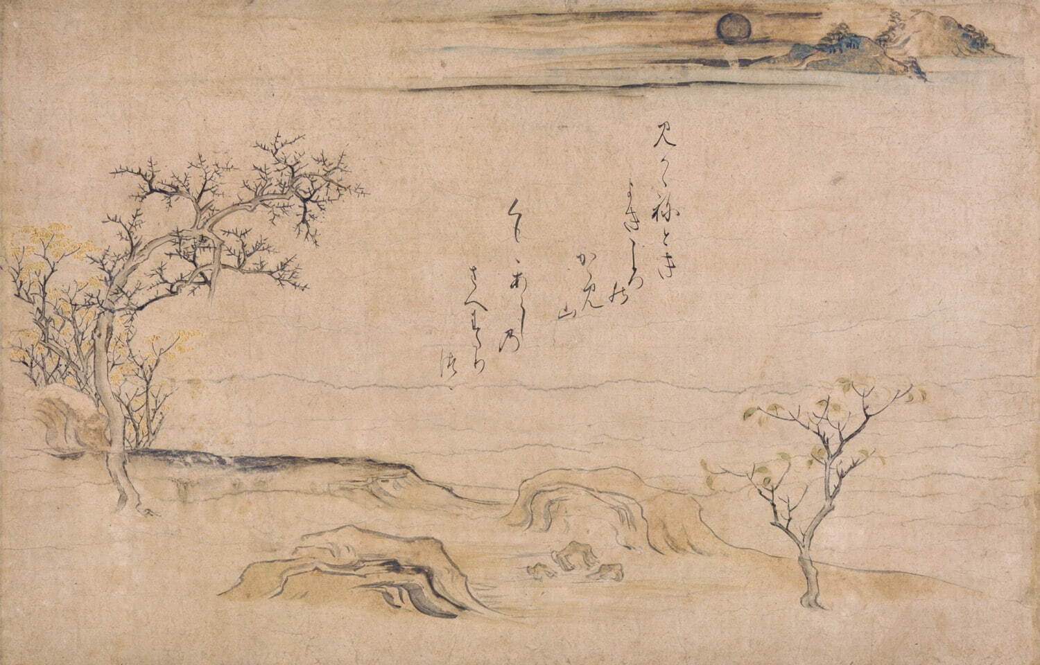 《鏡山図》伝 姉小路長隆画 伝 藤原家隆賛 一幅 鎌倉時代 13〜14世紀 根津美術館