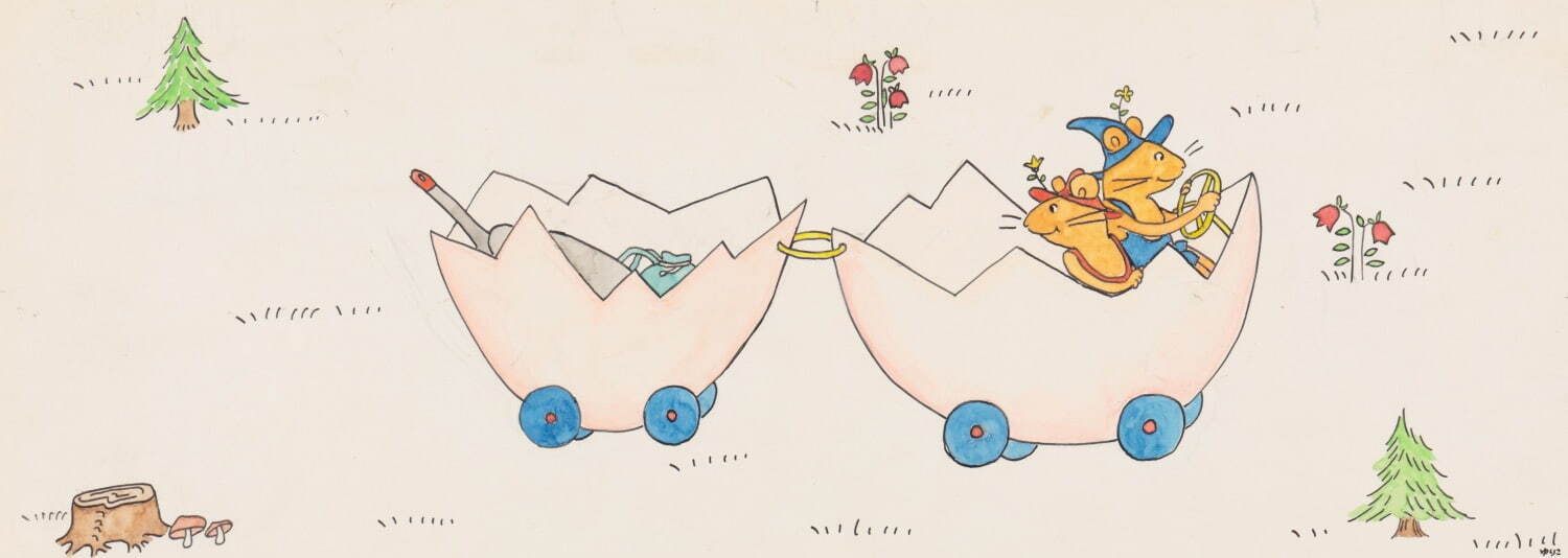 山脇百合子《ぐりとぐら》26-27頁原画 宮城県美術館蔵
1963年12月「こどものとも」93号掲載