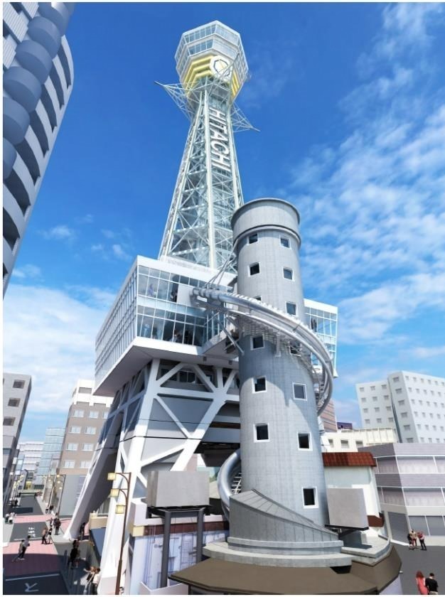 大阪・通天閣に体験型アトラクション「タワースライダー」誕生、スパイラル状に滑り降りる60mの滑り台｜写真1